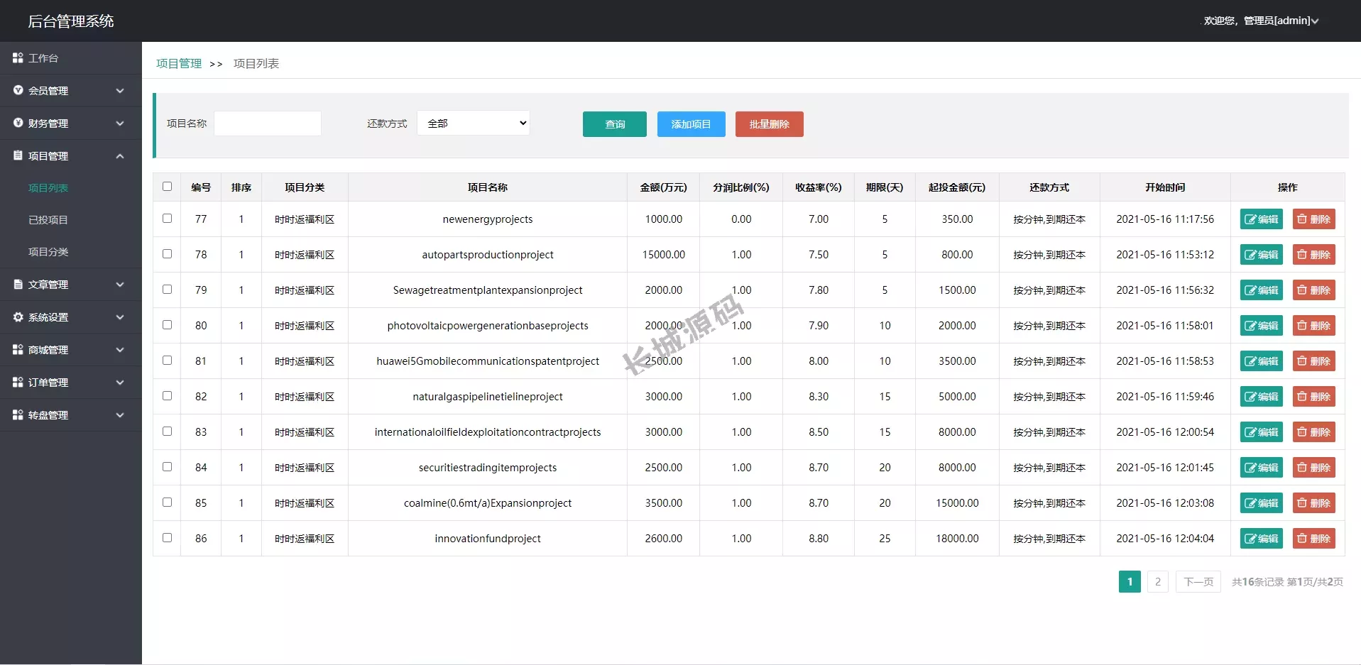 英文版P2P投资理财源码_众筹投资与分红收益管理平台