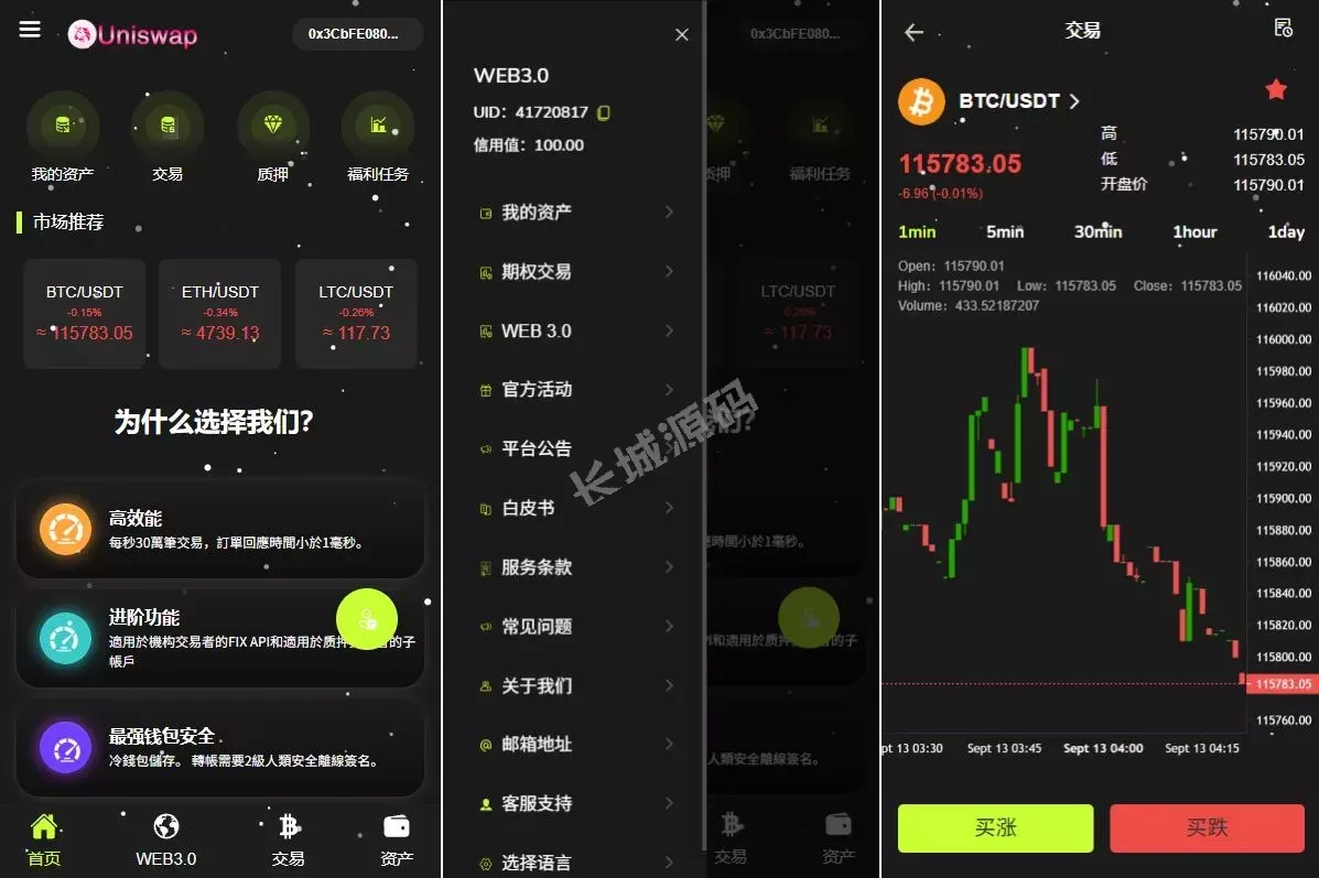 全全开源本DAPP交易所%期权交易/质押%信用分