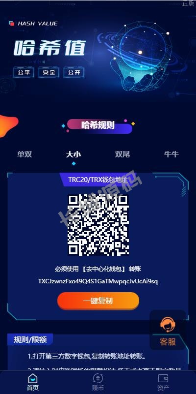 前端vue版哈希竞彩 区块链哈希值游戏 USD₮ trx双玩法