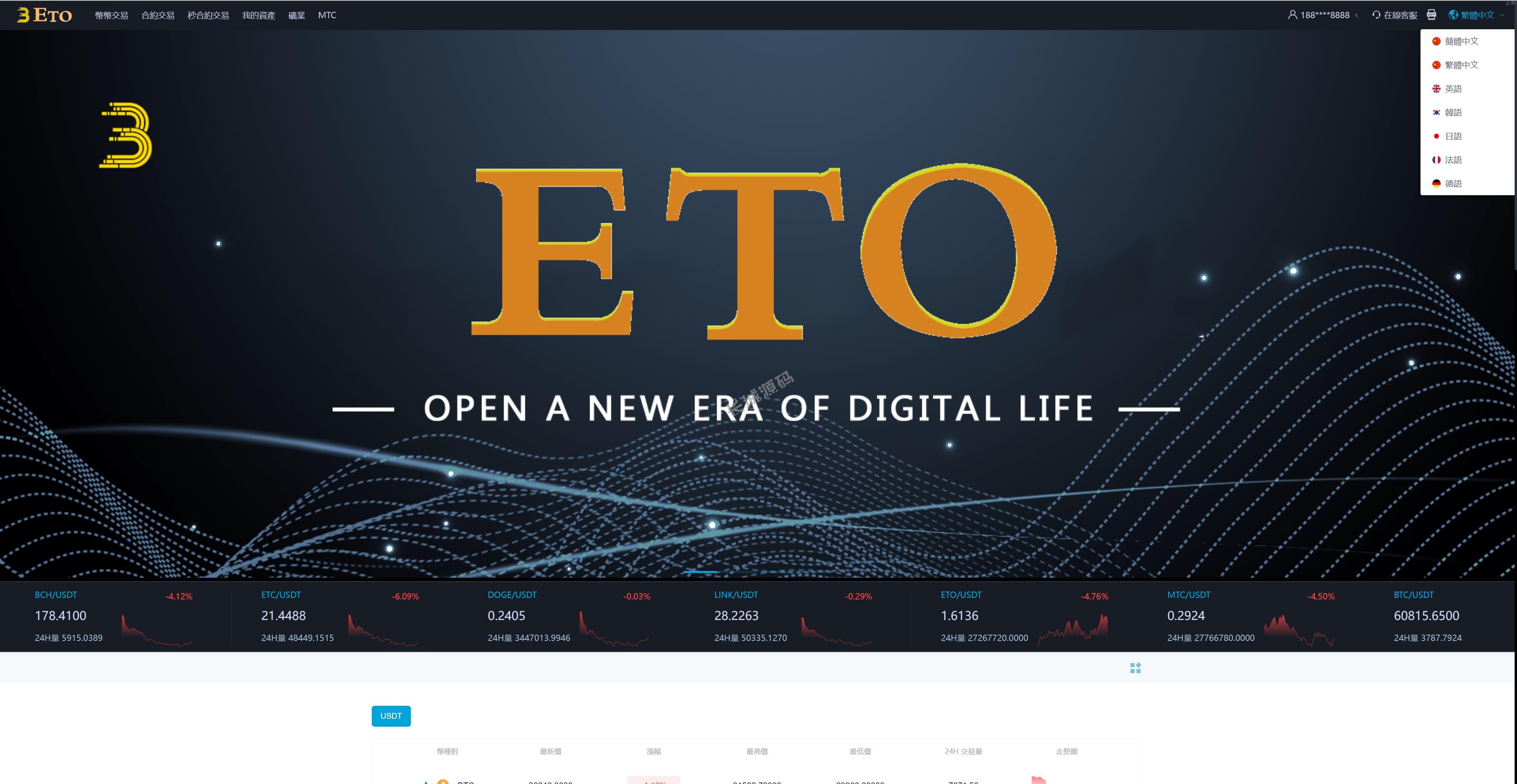 交易所 合约秒合约交易 质押挖矿矿机投资 mtc eto币币交易所